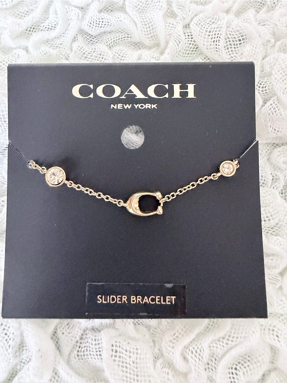 Coach Rose Gold Slider Bracelet with Crystal Discs